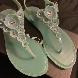 Marine Green Jelly Coach Sandals